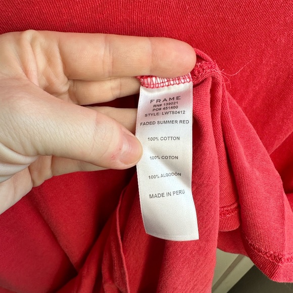 Frame Demin 100% Cotton Faded Summer Red Worn In T-Shirt. Small. - Picture 5 of 8